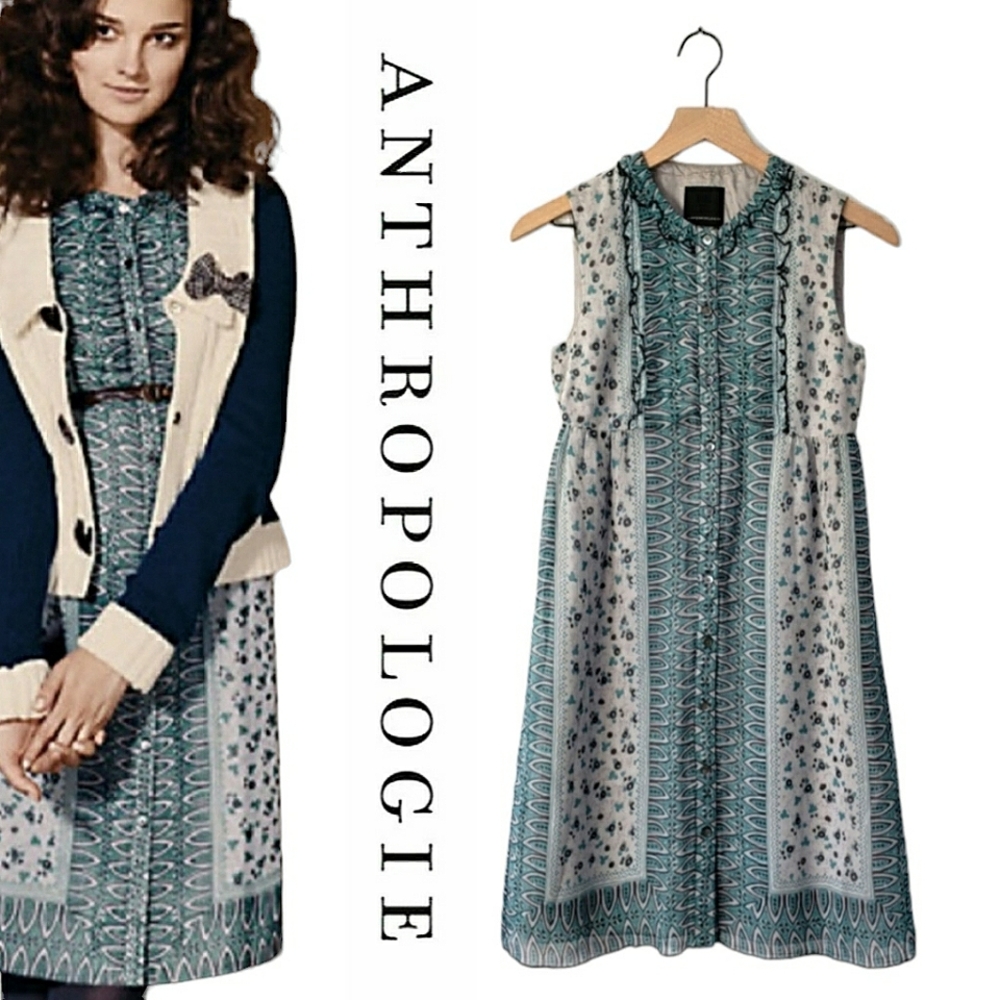 Anna Sui for Anthropologie | Elfine Shift Dress | 100% Silk | Size 0